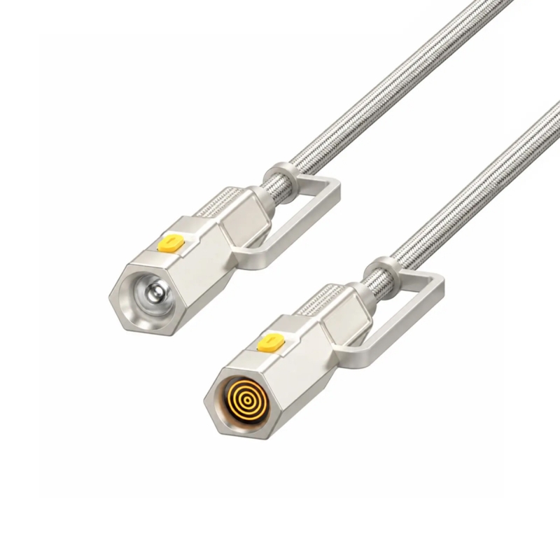 Bix T2IN1C 240W LED Fener ve Alevsiz Çakmak Fonksiyonlu Type-C to Type-C Şarj ve Data Kablosu 1.2 Metre Gri - 2