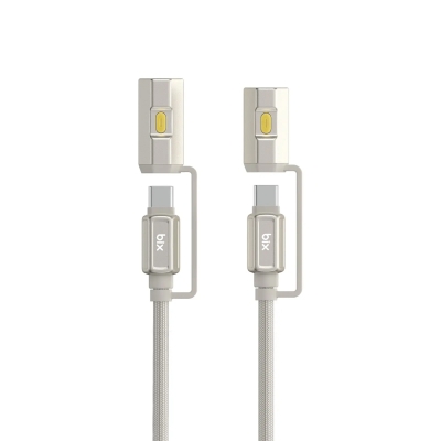 Bix T2IN1C 240W LED Fener ve Alevsiz Çakmak Fonksiyonlu Type-C to Type-C Şarj ve Data Kablosu 1.2 Metre Gri - 7