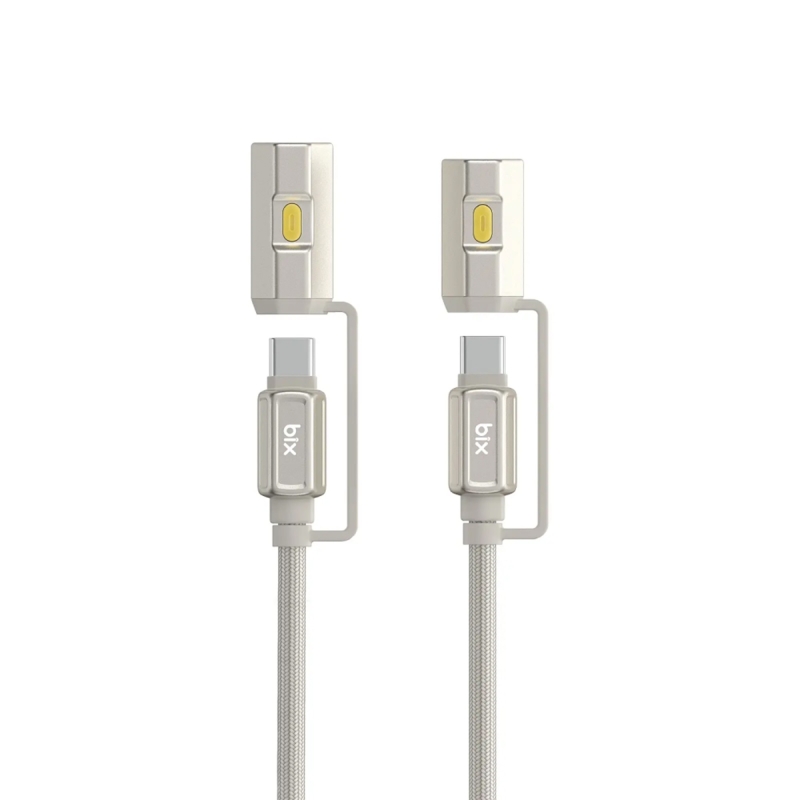 Bix T2IN1C 240W LED Fener ve Alevsiz Çakmak Fonksiyonlu Type-C to Type-C Şarj ve Data Kablosu 1.2 Metre Gri - 7