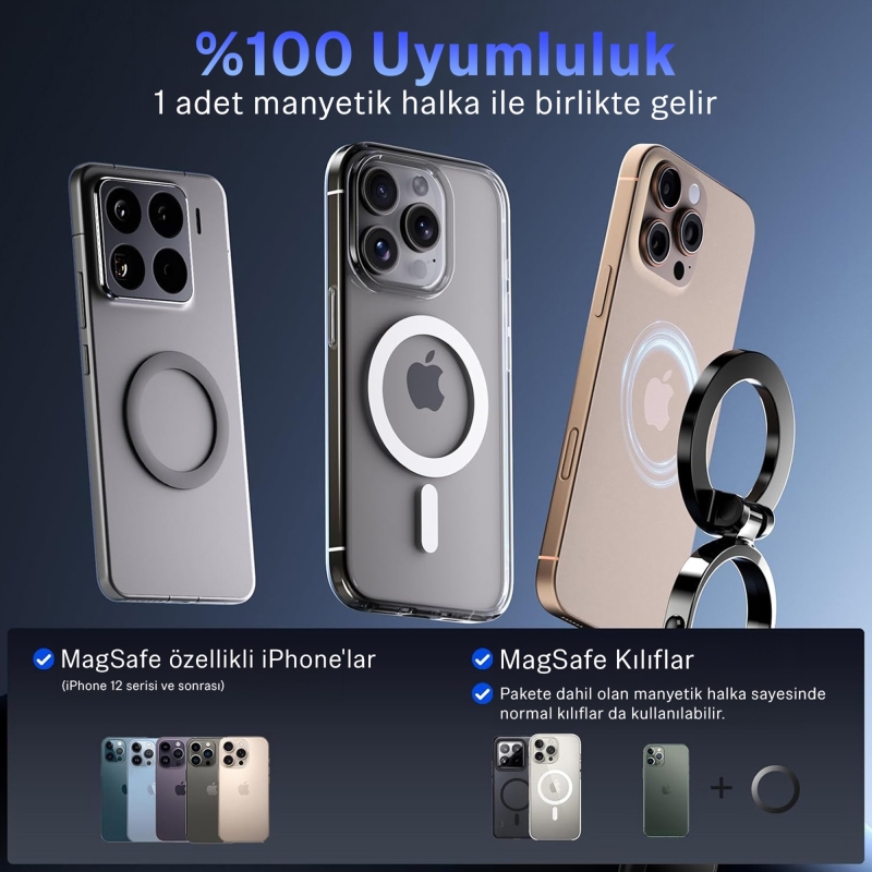 Bix TCH02 Güçlü Vakum Özellikli 360° Ayarlanabilir Cam, Torpido ve Ön Panel İçin Manyetik Araç Telefon Tutucu - 3