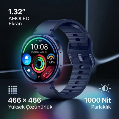 Bix TSW3 42mm Ultra İnce 1.32” AMOLED Ekranlı Akıllı Saat – Bluetooth Aramalı, Metal Çerçeveli, Nabız & SpO₂ Ölçer, iOS ve Android Uyumlu Mor - 3