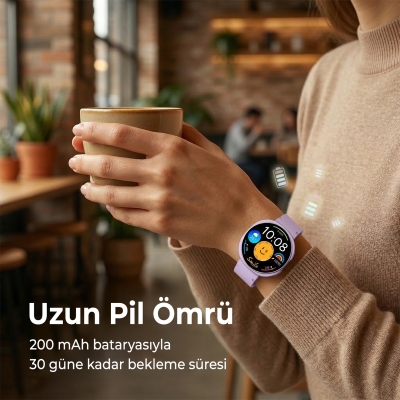Bix TSW3 42mm Ultra İnce 1.32” AMOLED Ekranlı Akıllı Saat – Bluetooth Aramalı, Metal Çerçeveli, Nabız & SpO₂ Ölçer, iOS ve Android Uyumlu Mor - 6
