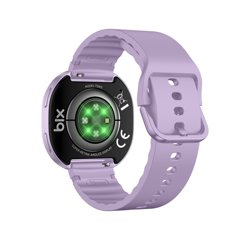 Bix TSW3 42mm Ultra İnce 1.32” AMOLED Ekranlı Akıllı Saat – Bluetooth Aramalı, Metal Çerçeveli, Nabız & SpO₂ Ölçer, iOS ve Android Uyumlu Mor - 7