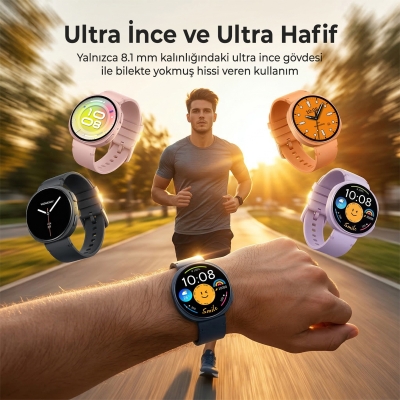 Bix TSW3 42mm Ultra İnce 1.32” AMOLED Ekranlı Akıllı Saat – Bluetooth Aramalı, Metal Çerçeveli, Nabız & SpO₂ Ölçer, iOS ve Android Uyumlu Pembe - 2