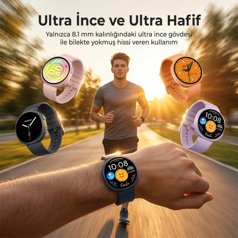 Bix TSW3 42mm Ultra İnce 1.32” AMOLED Ekranlı Akıllı Saat – Bluetooth Aramalı, Metal Çerçeveli, Nabız & SpO₂ Ölçer, iOS ve Android Uyumlu Turuncu - 2