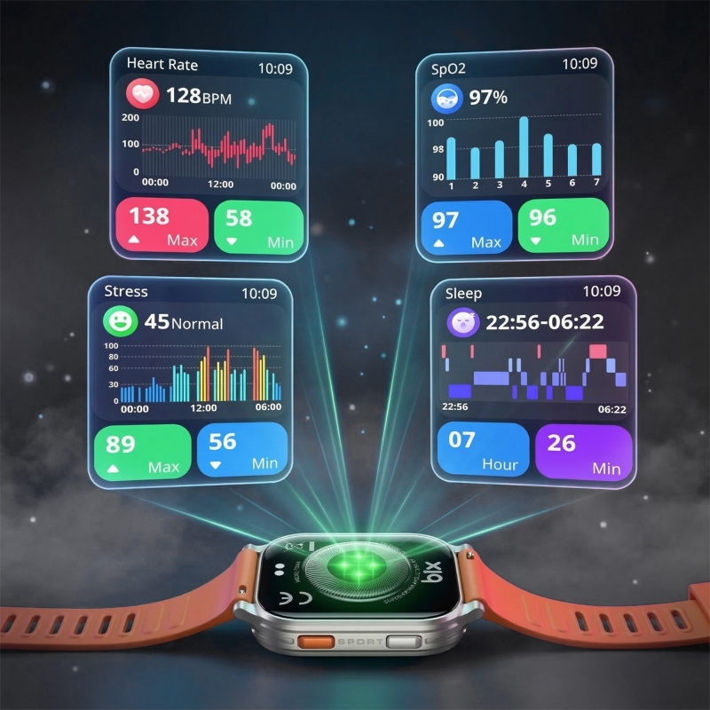 Bix TSW4 47mm Ultra İnce 2.04” AMOLED Ekranlı Akıllı Saat – Dahili LED Fenerli, Bluetooth Aramalı, Nabız & SpO₂ Ölçer, iOS ve Android Uyumlu Siyah - 4