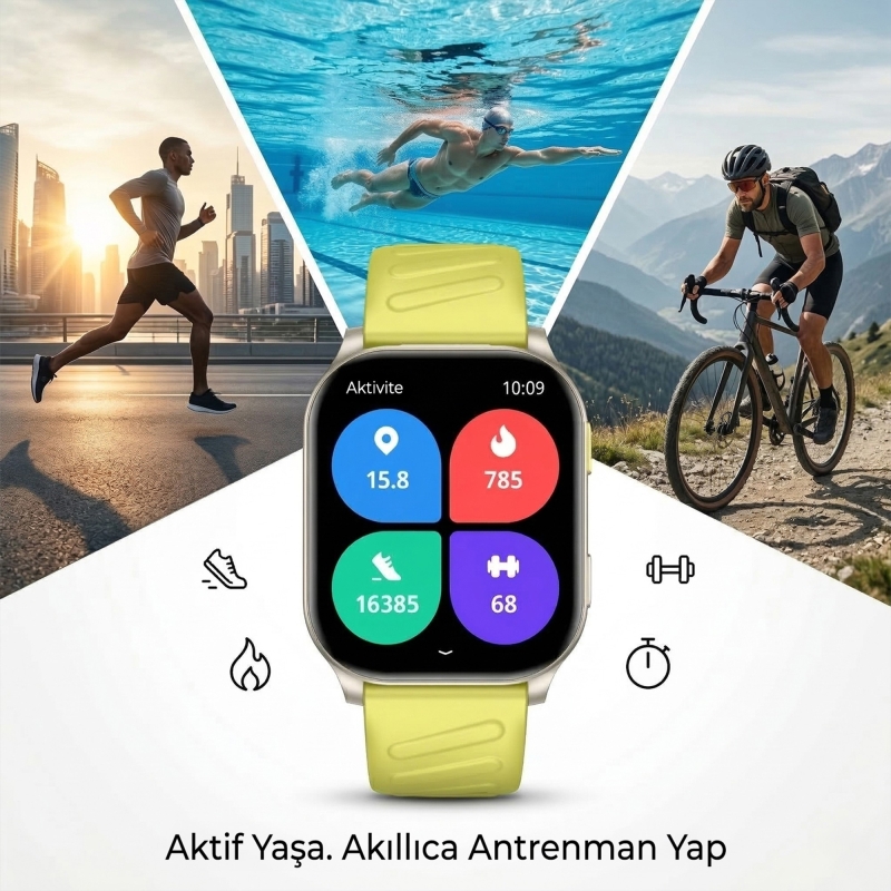 Bix TSW4 47mm Ultra İnce 2.04” AMOLED Ekranlı Akıllı Saat – Dahili LED Fenerli, Bluetooth Aramalı, Nabız & SpO₂ Ölçer, iOS ve Android Uyumlu Turuncu - 3