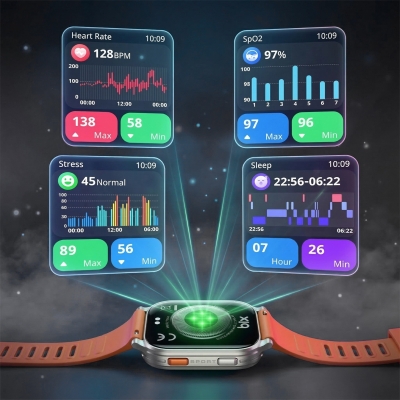 Bix TSW4 47mm Ultra İnce 2.04” AMOLED Ekranlı Akıllı Saat – Dahili LED Fenerli, Bluetooth Aramalı, Nabız & SpO₂ Ölçer, iOS ve Android Uyumlu Turuncu - 4