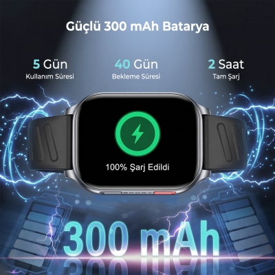 Bix TSW4 47mm Ultra İnce 2.04” AMOLED Ekranlı Akıllı Saat – Dahili LED Fenerli, Bluetooth Aramalı, Nabız & SpO₂ Ölçer, iOS ve Android Uyumlu Turuncu - 6