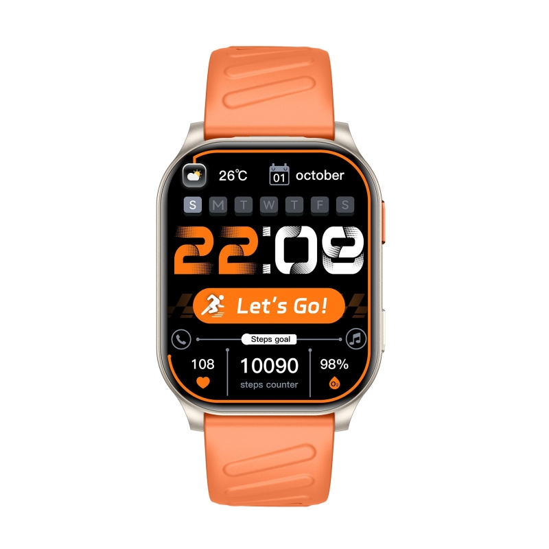 Bix TSW4 47mm Ultra İnce 2.04” AMOLED Ekranlı Akıllı Saat – Dahili LED Fenerli, Bluetooth Aramalı, Nabız & SpO₂ Ölçer, iOS ve Android Uyumlu Turuncu - 8