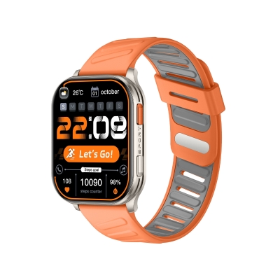 Bix TSW4 47mm Ultra İnce 2.04” AMOLED Ekranlı Akıllı Saat – Dahili LED Fenerli, Bluetooth Aramalı, Nabız & SpO₂ Ölçer, iOS ve Android Uyumlu Turuncu - Bix