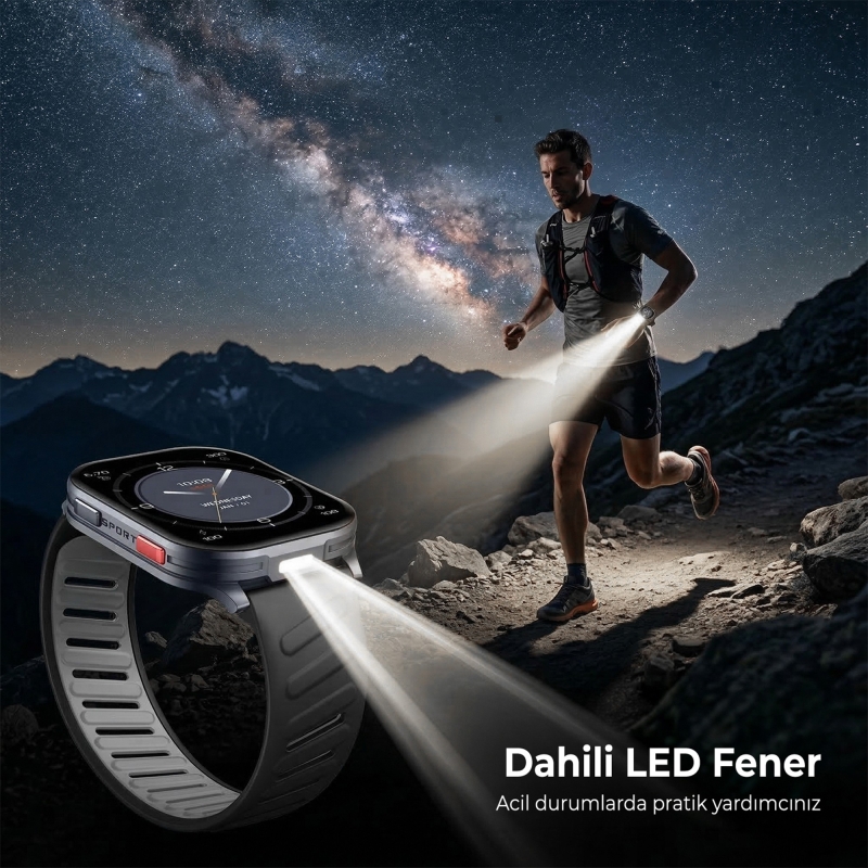 Bix TSW4 47mm Ultra İnce 2.04” AMOLED Ekranlı Akıllı Saat – Dahili LED Fenerli, Bluetooth Aramalı, Nabız & SpO₂ Ölçer, iOS ve Android Uyumlu Yeşil - 5