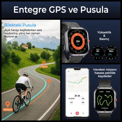 Bix TSW5 53mm Super Retina 2.01” AMOLED GPS Akıllı Saat Siyah – AI Yapay Zeka Destekli, Bluetooth Aramalı, Nabız & SpO2 Ölçer ve iOS Android Uyumlu - 4