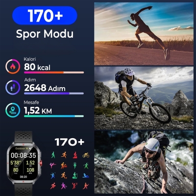 Bix TSW5 53mm Super Retina 2.01” AMOLED GPS Akıllı Saat Siyah – AI Yapay Zeka Destekli, Bluetooth Aramalı, Nabız & SpO2 Ölçer ve iOS Android Uyumlu - 6