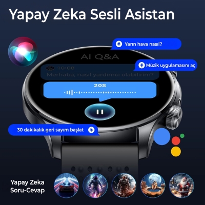 Bix TSW6 48mm Super Retina 1.6” AMOLED GPS Akıllı Saat Siyah – AI Yapay Zeka Destekli, Bluetooth Aramalı, Nabız & SpO2 Ölçer ve iOS Android Uyumlu - 3
