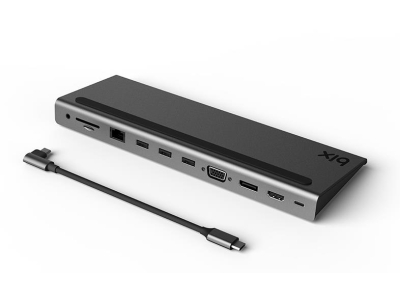 Bix Type-C to HDMI VGA Display Port RJ45 3.5mm Jack PD USB 3.0 Kart Okuyuculu Docking Station - 2