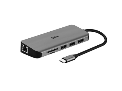 Bix Type-C to HDMI VGA Ethernet 3.5mm Jack USB 3.0 PD Kart Okuyucu Dönüştürücü Adaptör - Bix