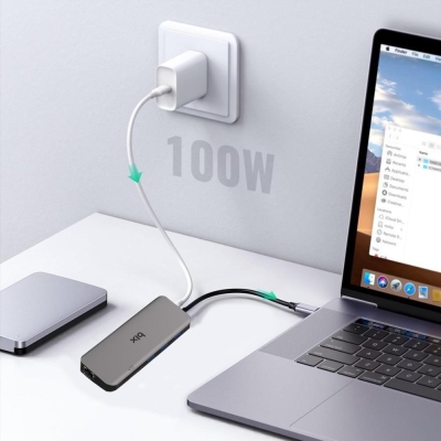 Bix BX11HB Type-C to 4K Hz HDMI VGA Ethernet 3.5mm Jack USB 3.0 PD Kart Okuyucu Dönüştürücü Adaptör - 5