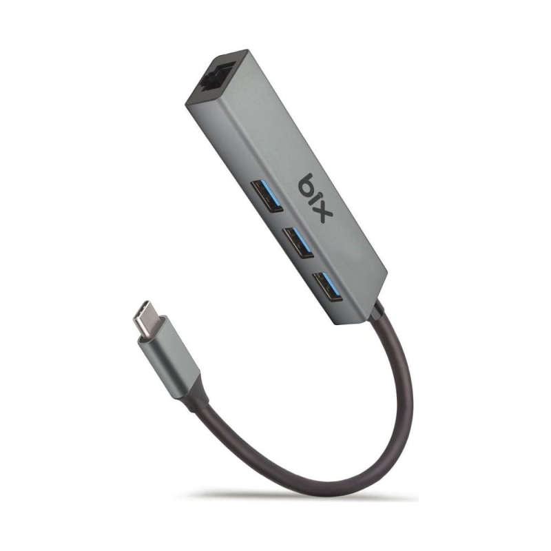 Bix BXC06HB Type-C to USB Gigabit Ethernet ve 3 Portlu USB 3.0 Çoklayıcı Hub - 1