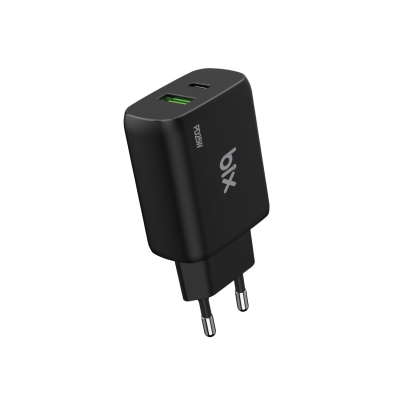 Bix ZH-2U41T 25W USB Type-C PD Çift Portlu Hızlı Şarj Cihazı Siyah - Bix