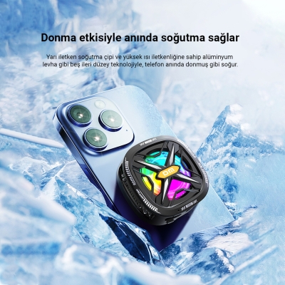 DM AC05 Manyetik Cep Telefonu Radyatör Soğutucu Fan Hız Kontrollü Güçlü Soğutma - 5