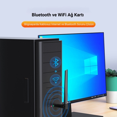 DM AD087 Bluetooth 5.0 Adaptör - 600Mbps Dual Band WiFi Alıcı Verici Access Point - 5
