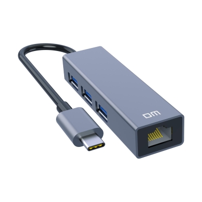 DM CHB002 Type-C to RJ45 100Mbps Ethernet ve USB Çoklayıcı Dönüştürücü - DM
