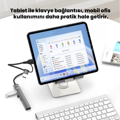 DM CHB025 USB-A ve Type-C Girişli 2*Type-C 1*USB-A SD Micro SD TF Kart Okuyucu Çoklayıcı Dönüştürücü - 4