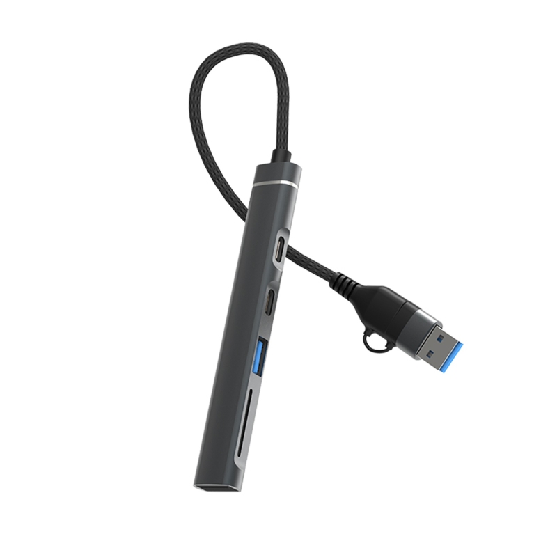 DM CHB025 USB-A ve Type-C Girişli 2*Type-C 1*USB-A SD Micro SD TF Kart Okuyucu Çoklayıcı Dönüştürücü - 1