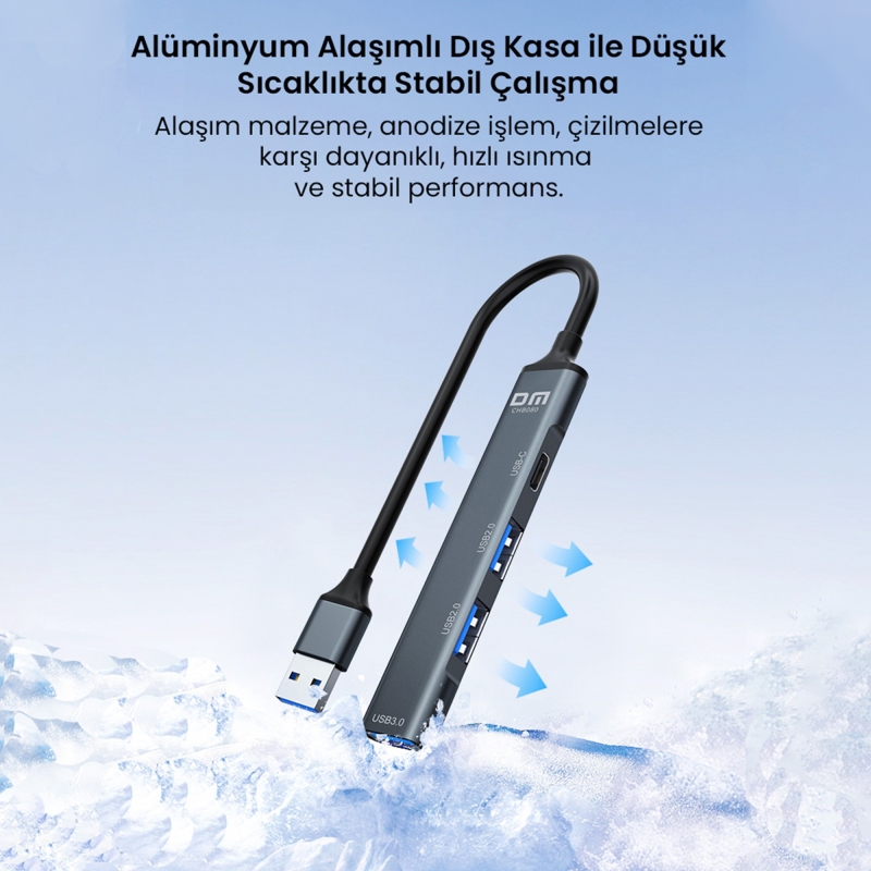 DM CHB080 USB-A to 4 Portlu USB 3.0 / USB 2.0 Type-C Çoklayıcı Dönüştürücü Hub - 5
