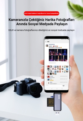 DM CR017 USB-A ve Type-C SD Micro SD TF Kart Okuyucu - 6