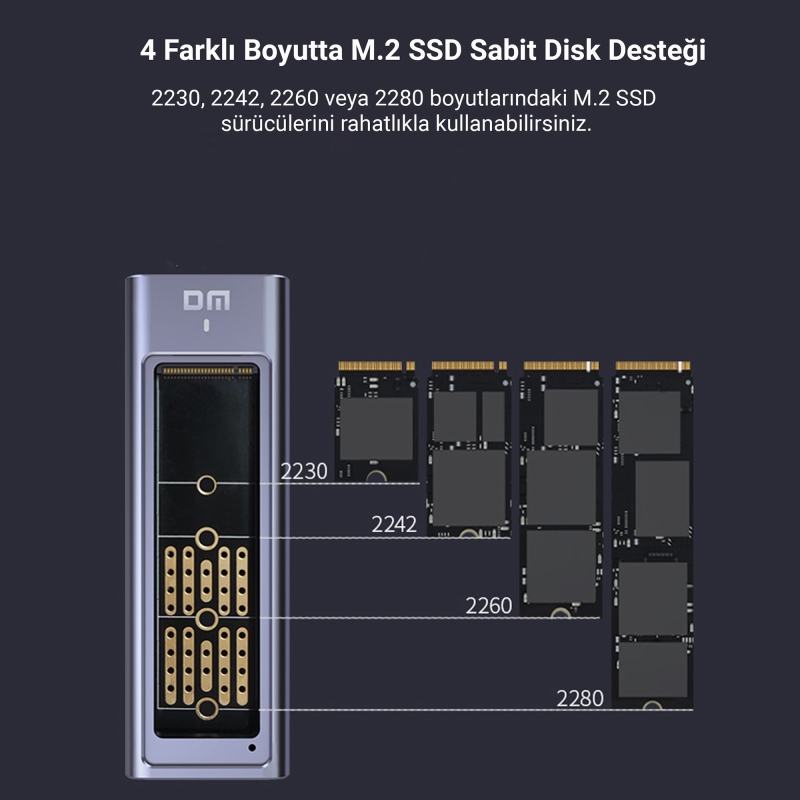 DM HD2000 USB 3.2 Gen 2 Type-C 20Gbps PCIe SATA M.2 NVMe NGFF SSD Disk Kutusu - 4