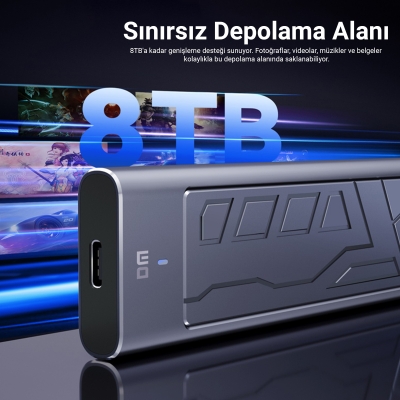 DM HD2000 USB 3.2 Gen 2 Type-C 20Gbps PCIe SATA M.2 NVMe NGFF SSD Disk Kutusu - 5