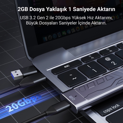 DM HD2000 USB 3.2 Gen 2 Type-C 20Gbps PCIe SATA M.2 NVMe NGFF SSD Disk Kutusu - 6