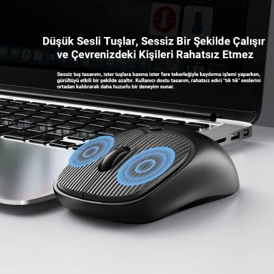 DM K17 Dual Mode Bluetooth ve 2.4GHz Destekli 1200DPI Kablosuz Optik Mouse - 6