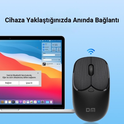DM K17 Dual Mode Bluetooth ve 2.4GHz Destekli 1200DPI Kablosuz Optik Mouse - 8