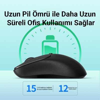 DM K17 Dual Mode Bluetooth ve 2.4GHz Destekli 1200DPI Kablosuz Optik Mouse - 9