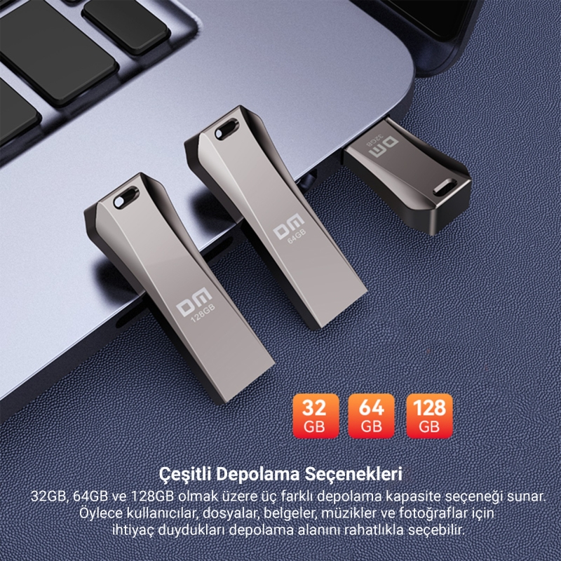DM PD236 Metal USB 3.2 Gen 1 128GB USB Flash Bellek - 7