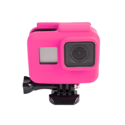 GoPro Hero 5 6 7 Housing için Silikon Kılıf Pembe - Kingma