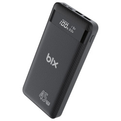 Bix 20000mAh 45W 2*USB ve Type-C Hızlı Şarj Destekli Led Göstergeli PowerBank Siyah