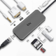 Bix Type-C to HDMI VGA Ethernet 3.5mm Jack USB 3.0 PD Kart Okuyucu Dönüştürücü Adaptör