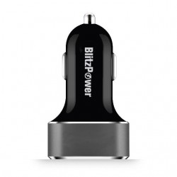 BlitzPower Çift USB Çıkışlı 2.4A Universal Hızlı Araç Şarj Cihazı Gümüş