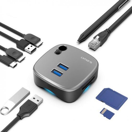 Omars Type-C to USB 3.0 HUB Kart Okuyucu Gigabit Ethernet Dönüştürücü