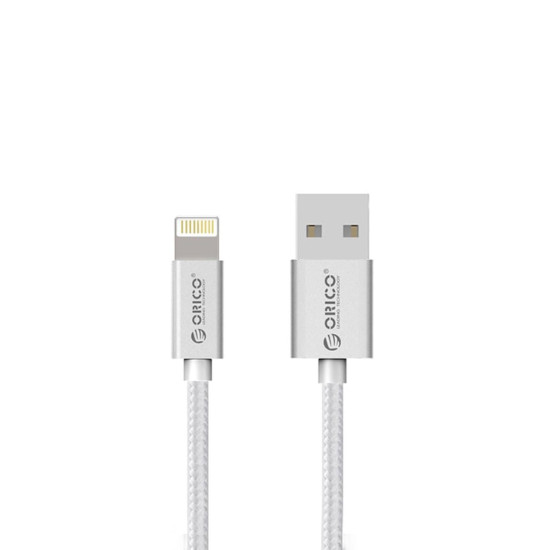 Orico USB to Lightning iPhone 2.4A Örgülü Data ve Şarj Kablosu 1 Metre Gümüş
