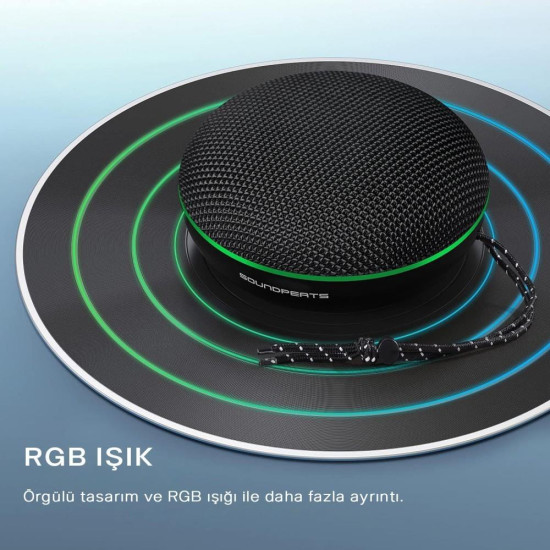 Soundpeats Halo IPX4 Su Geçirmez RGB Taşınabilir Kablosuz Bluetooth Hoparlör Siyah