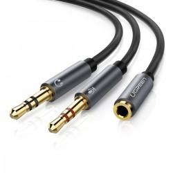 Ugreen 3.5mm Kulaklık ve Mikrofon Birleştirici Y Kablo Siyah