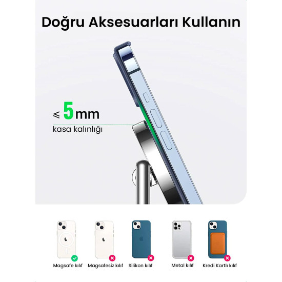 Ugreen 3 ‘ü 1 Arada iPhone Airpods Apple Watch MagSafe 25W Kablosuz Şarj Cihazı Stand