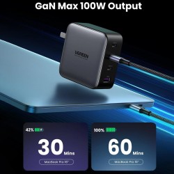 Ugreen Gan X 100W 4 Portlu PD USB-C Hızlı Şarj Cihazı