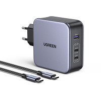 Ugreen Nexode 140W Gan Type-C PD3.1 USB Qc 4.0 3 Portlu Hızlı Şarj Cihazı ve 240W Type-C Kablo
