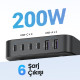 Ugreen Nexode 200W GaN 2 6 Portlu Masaüstü Hızlı Şarj Cihazı İstasyonu